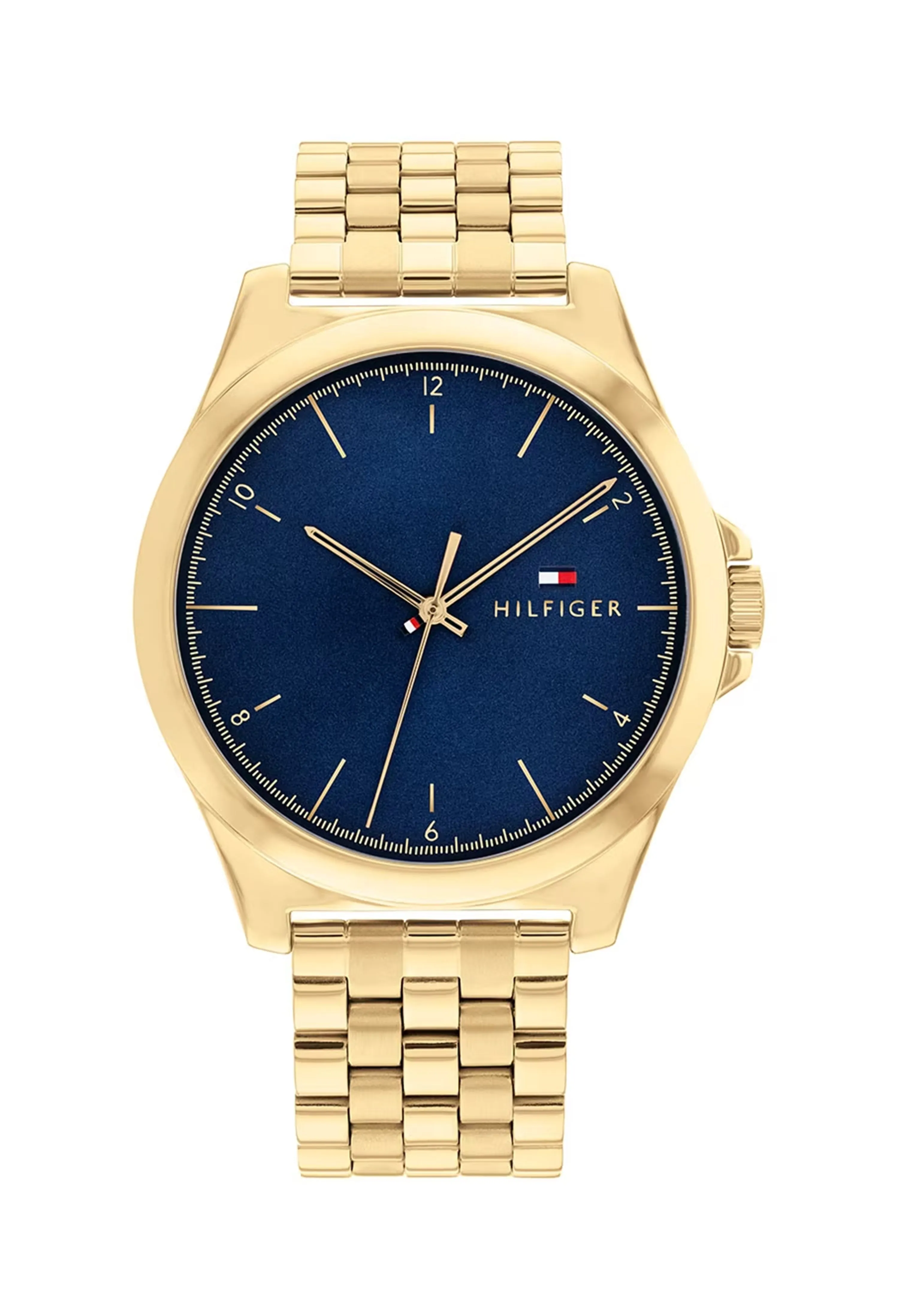 Tommy Hilfiger Gents Norris Blue Dial Bracelet Watch Gold Plated