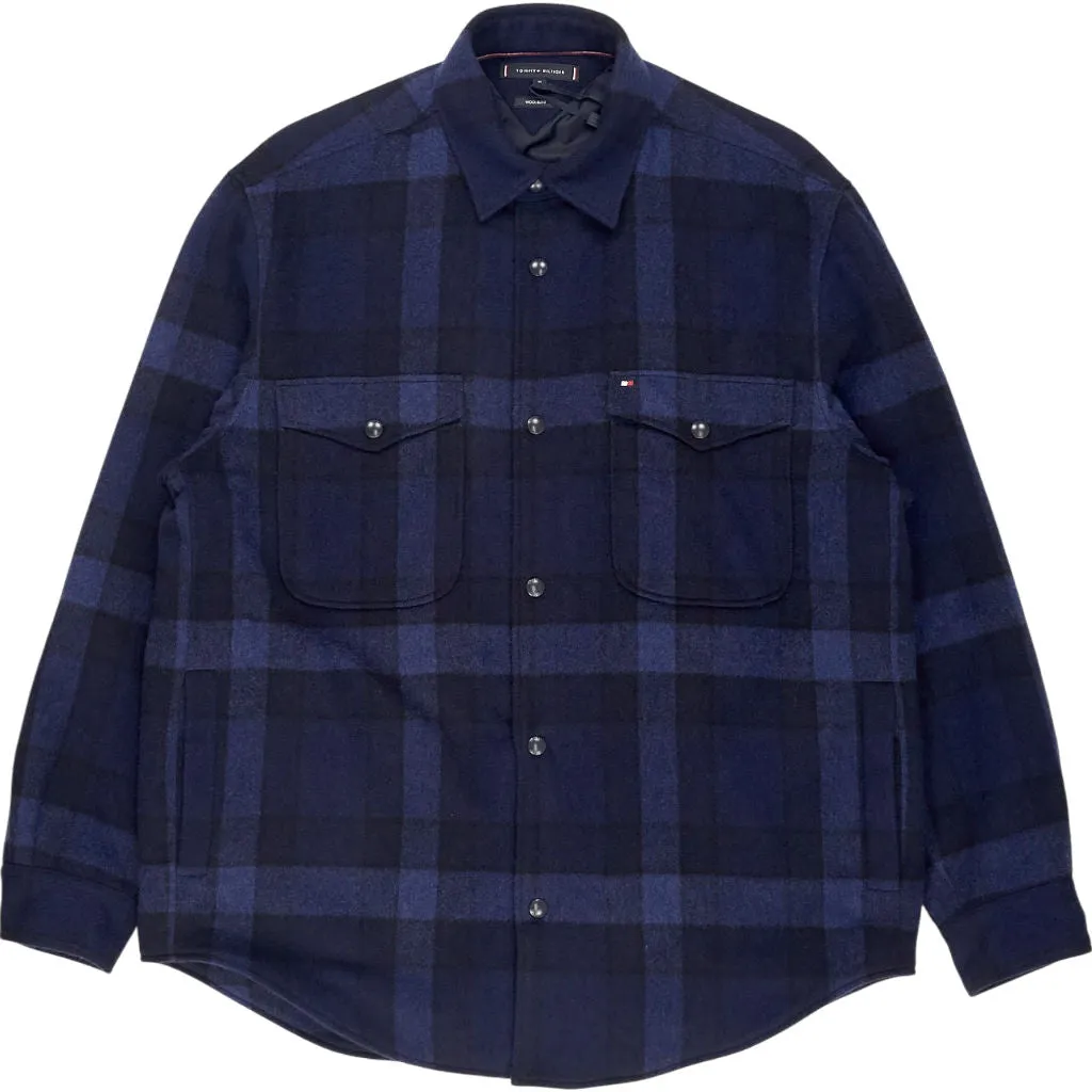 Tommy Hilfiger Navy Check Wool Blend Overshirt