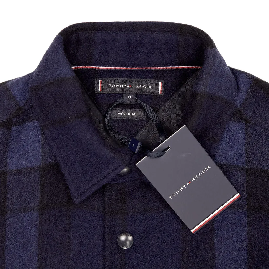 Tommy Hilfiger Navy Check Wool Blend Overshirt