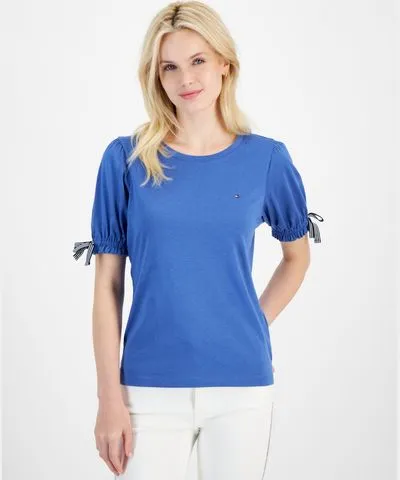 Tommy Hilfiger Women's Gathered-Sleeve Top