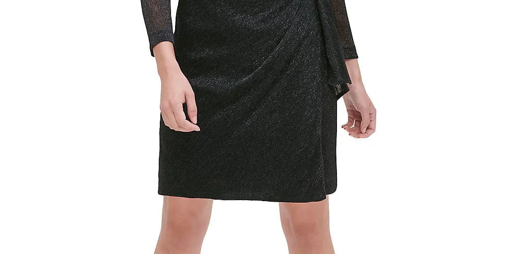 Tommy Hilfiger Women's Metallic Sheath Dress Black Size 14