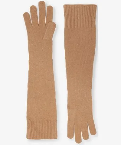 Totême Womens Camel 033 Brushed wool and cashmere-blend gloves