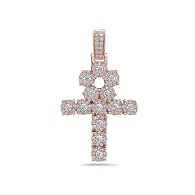 Unisex 14K Rose Gold Ankh Pendant with 1.85 CT Diamonds