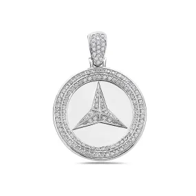 Unisex 14K White Gold Mercedes Pendant with 2.05 CT Diamonds