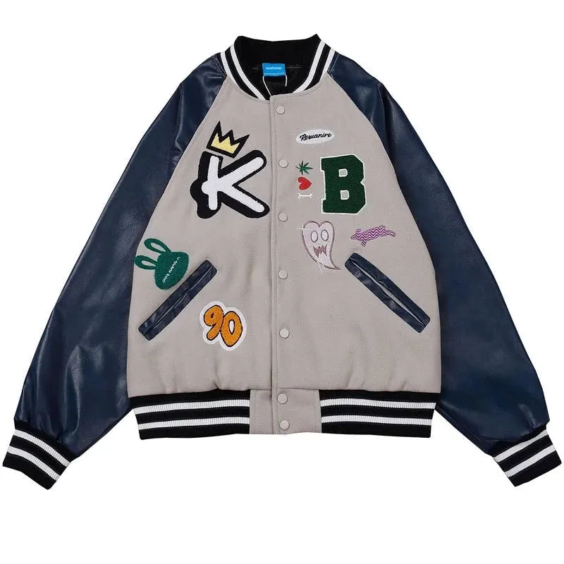 Varsity Jacket with Custom 90s Aesthetic Patching