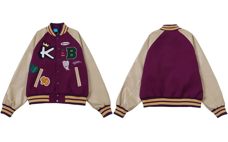 Varsity Jacket with Custom 90s Aesthetic Patching