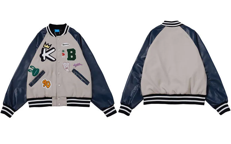 Varsity Jacket with Custom 90s Aesthetic Patching