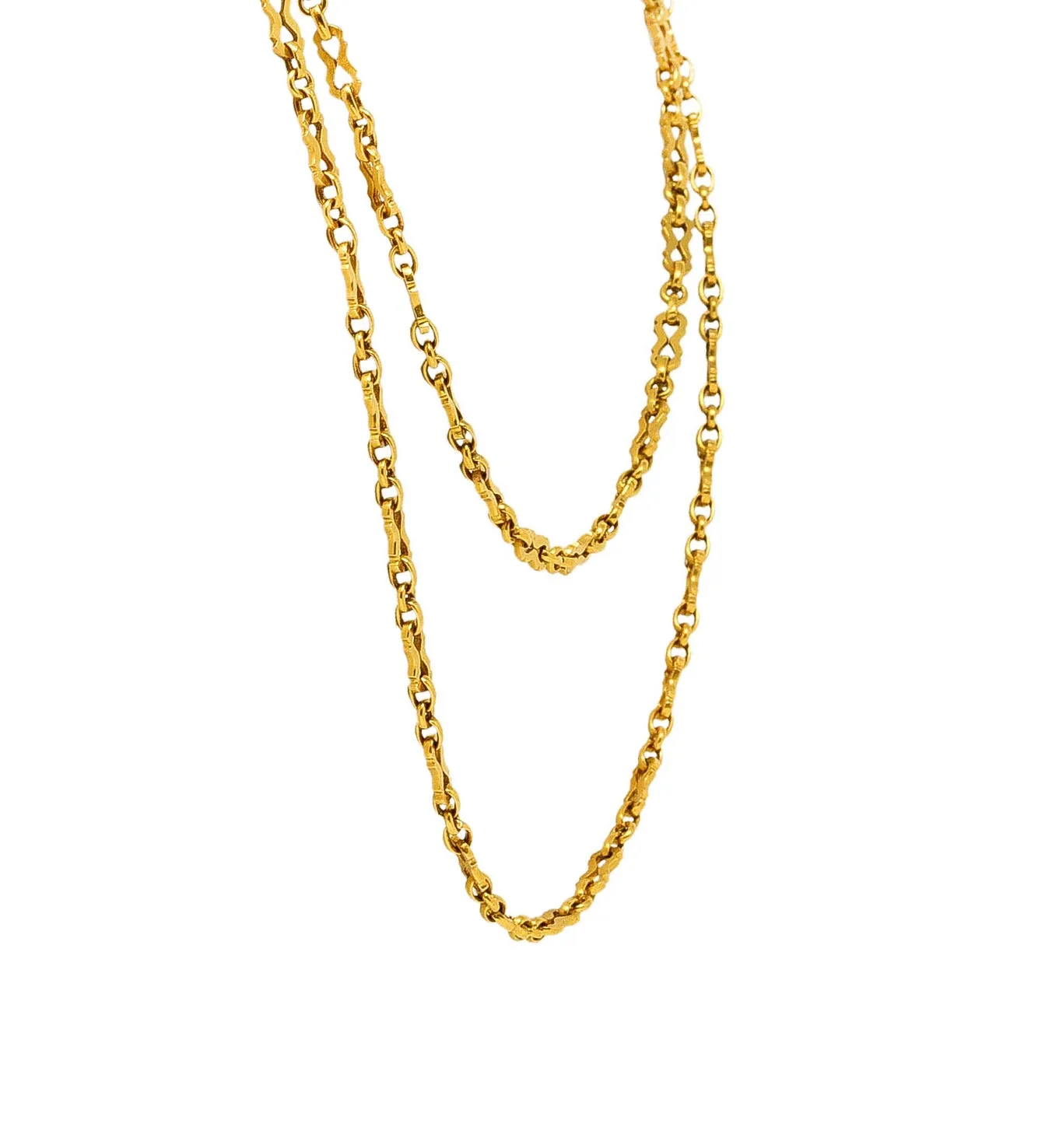 Victorian 18 Karat Yellow Gold Unisex 56 Inch Long Chain Necklace