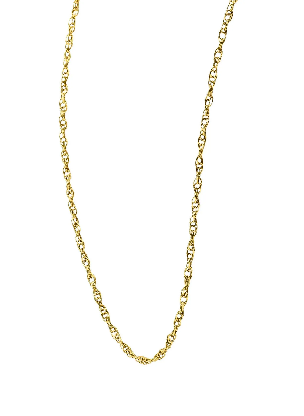 Vintage 14 Karat Yellow Gold 24 Inch Twisted Rope Unisex Spiga Chain Necklace