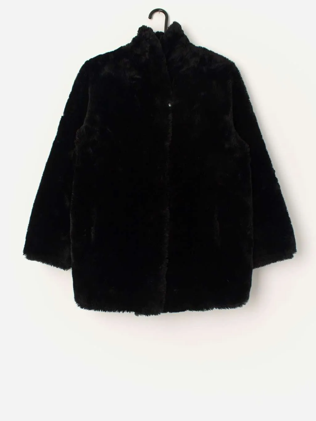 Vintage black faux fur jacket – Medium