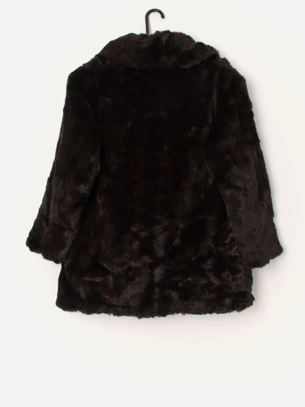 Vintage faux fur jacket in dark brown/black – Medium