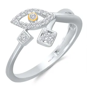 White Gold White Diamond Evil Eye Ring