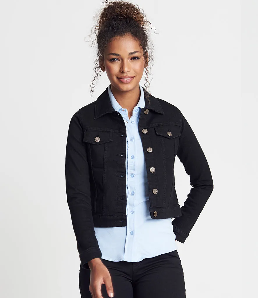 Women denim jacket, fox down