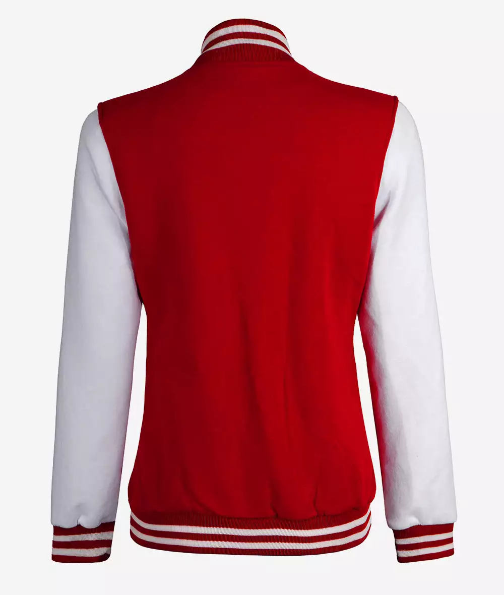 Women's Red Letterman Jacket with White Sleeves - College Varsity Jacket