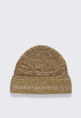 Wool Cotton Rib Beanie - Sitka Green