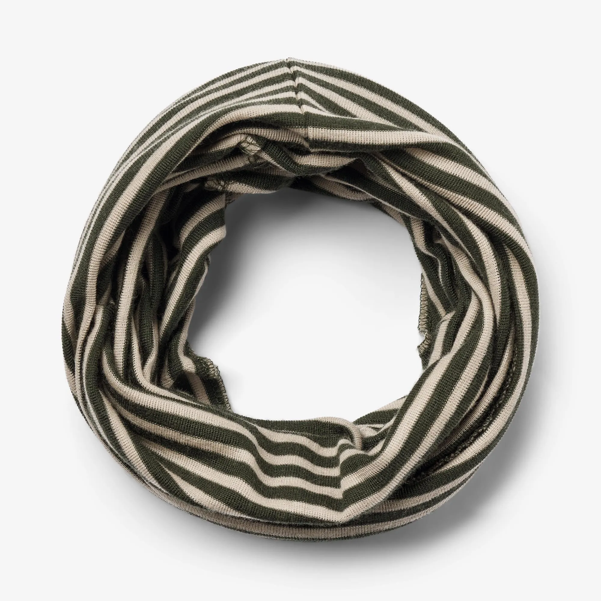 Wool Hat & Neckwarmer Arta - green stripe