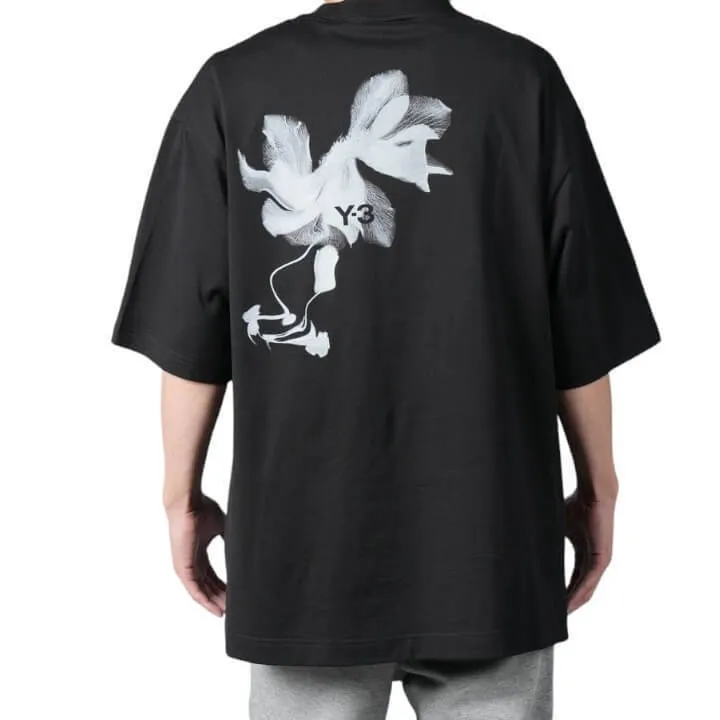 Y-3  |Crew Neck Flower Patterns Unisex Street Style Plain Cotton