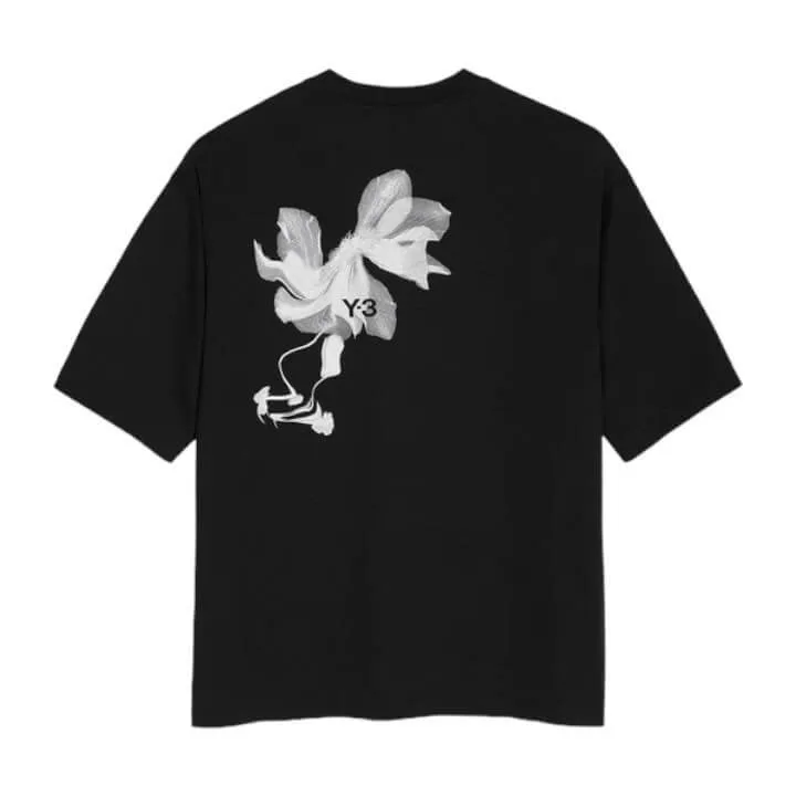 Y-3  |Crew Neck Flower Patterns Unisex Street Style Plain Cotton