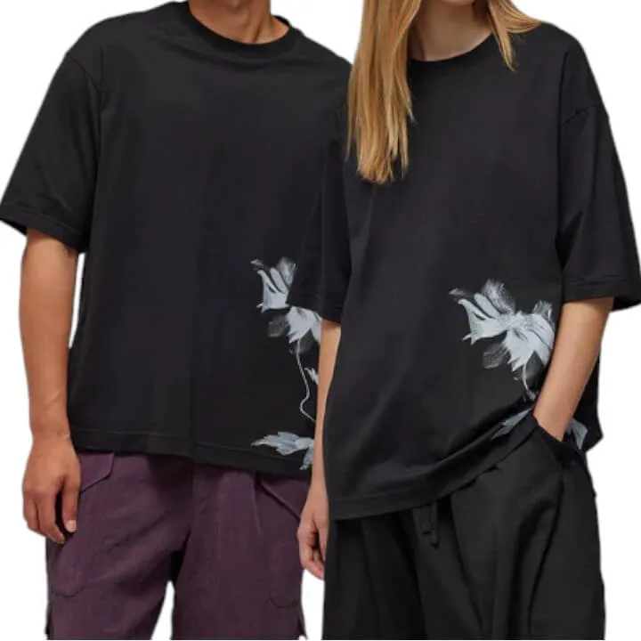 Y-3  |Crew Neck Flower Patterns Unisex Street Style Plain Cotton