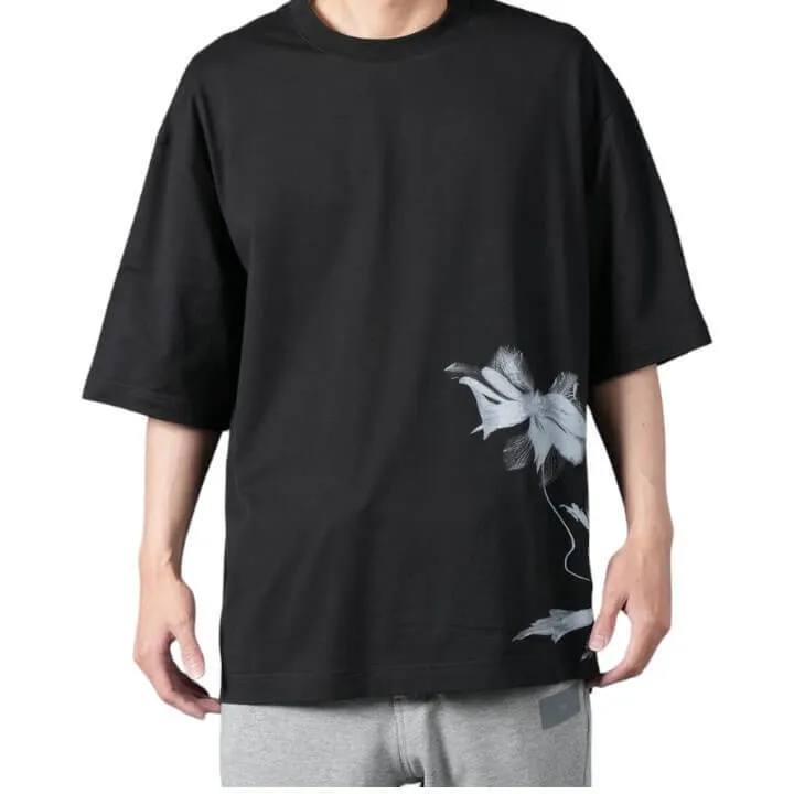 Y-3  |Crew Neck Flower Patterns Unisex Street Style Plain Cotton