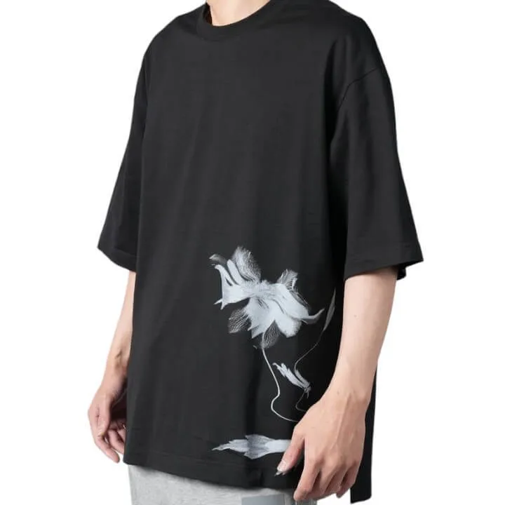 Y-3  |Crew Neck Flower Patterns Unisex Street Style Plain Cotton