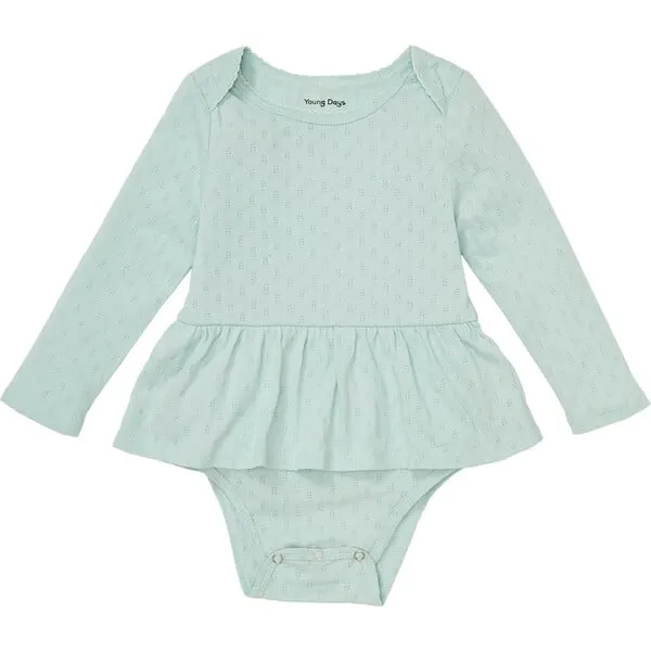 Young Days Claysburg Onesie With Ruffled Skirt, Sky Gray